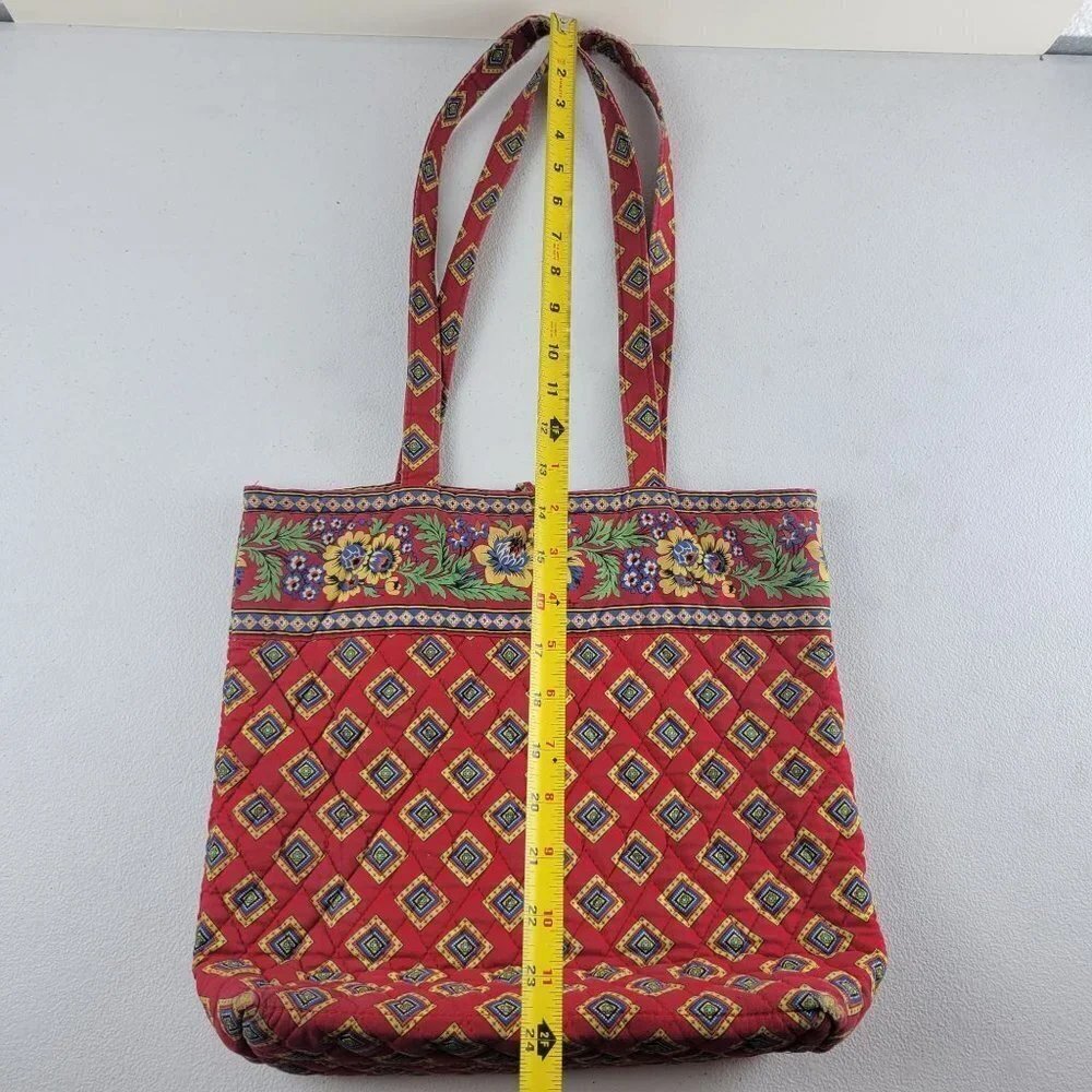 Vera Bradley Miller Shoulder Tote Handbag Toggle Purse Retired Villa Pattern Red